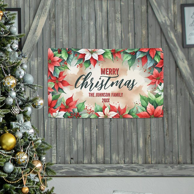 Elegant Festive Red and White Poinsettia Weihnacht Banner (Von Creator hochgeladen)