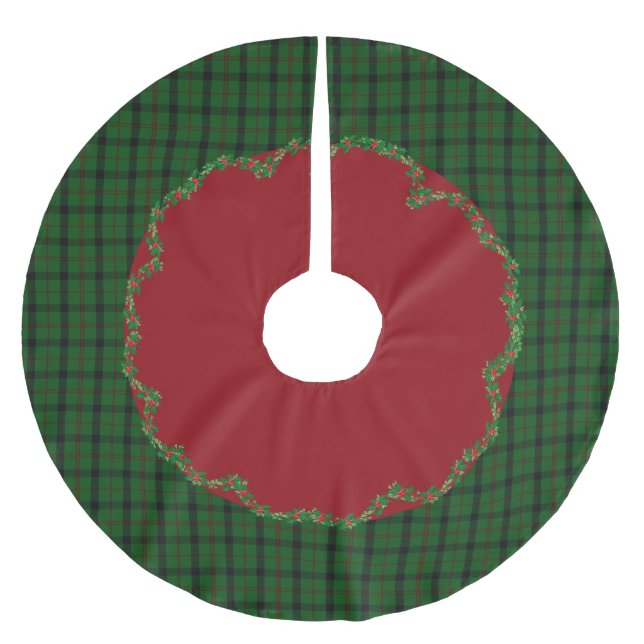 Elegant Festive Scottish Kincaid Kariert Tree Skir Polyester Weihnachtsbaumdecke (Vorderseite)