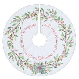 Elegant, festlich, heilig, rot und weiß, Weihnacht Polyester Weihnachtsbaumdecke