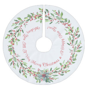 Elegant, festlich, heilig, rot und weiß, Weihnacht Polyester Weihnachtsbaumdecke