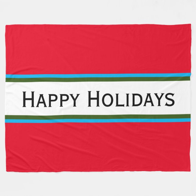 Elegant festlich hellrot "Happy Holidays" Fleecedecke (Vorderseite (Horizontal))