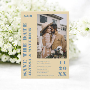 Elegant Fett-Gelb 2 Fotos Hochzeit Save The Date