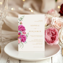 Elegant Fette Lebendige Pink Florale Hochzeit Gold
