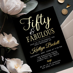 Elegant Fifty and Fabulous! 50. Geburtstagsfeier Folieneinladung