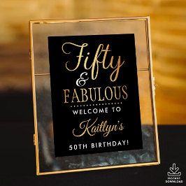 Elegant Fifty and Fabulous! 50th Birthday Party Poster
