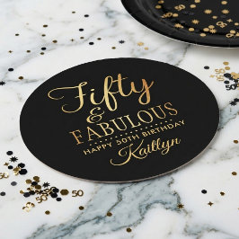 Elegant Fifty and Fabulous! 50th Birthday Party Runder Pappuntersetzer
