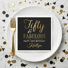 Elegant Fifty and Fabulous! 50th Birthday Party Serviette