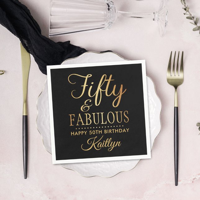 Elegant Fifty and Fabulous! 50th Birthday Party Serviette (Von Creator hochgeladen)