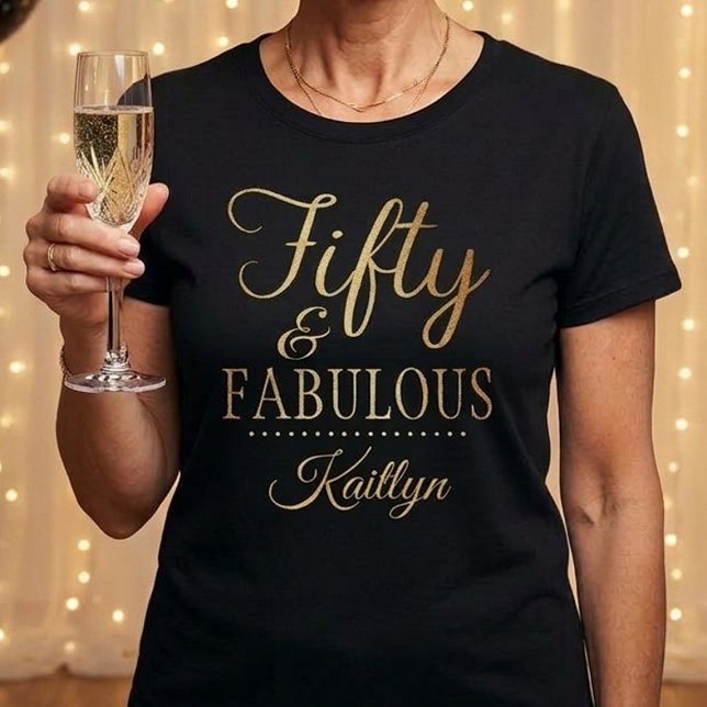 Elegant Fifty and Fabulous! 50th Birthday Party T-Shirt (Von Creator hochgeladen)