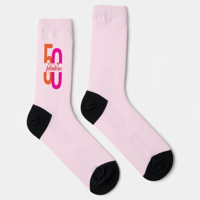 Elegant Fifty & Fabulous 50. Geburtstag Pink Socken (Rechts)