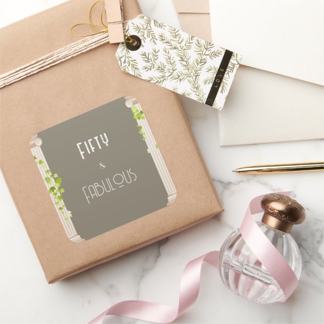 Elegant Fifty Fabulous Geburtstag Griechisches The Quadratischer Aufkleber (Schenken)