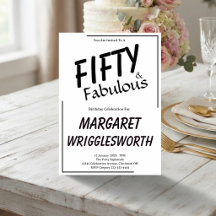 Elegant Fifty & Fabulous schwarze Typografie