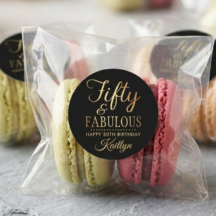 Elegant Fifty und Fabelhaft! 50. Geburtstagsfeier Runder Aufkleber