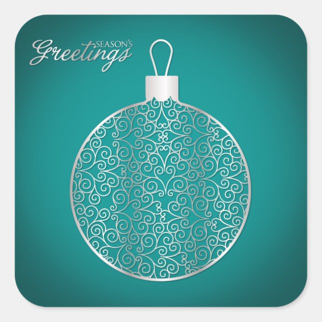 Elegant filigree bauble quadratischer aufkleber (Vorderseite)