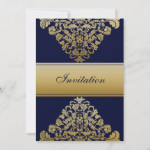 Elegant Filigree Navy Gold Wedding