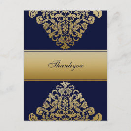 Elegant Filigree Navy Gold Wedding Postkarte