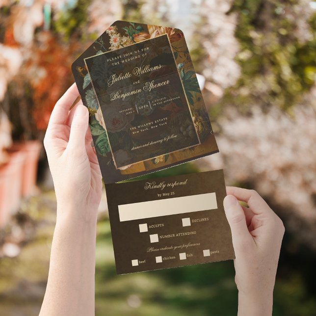 Elegant Fine Art Floral Still Life Wedding All In One Einladung (Von Creator hochgeladen)