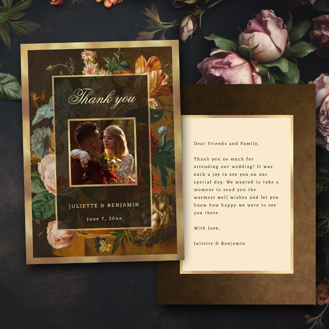 Elegant Fine Art Floral Still Life Wedding Dankeskarte (Von Creator hochgeladen)