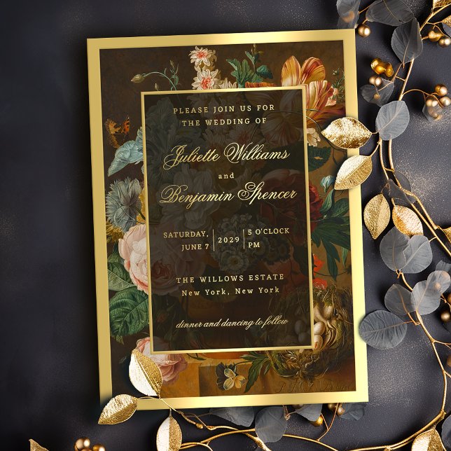 Elegant Fine Art Floral Still Life Wedding Folieneinladung (Von Creator hochgeladen)