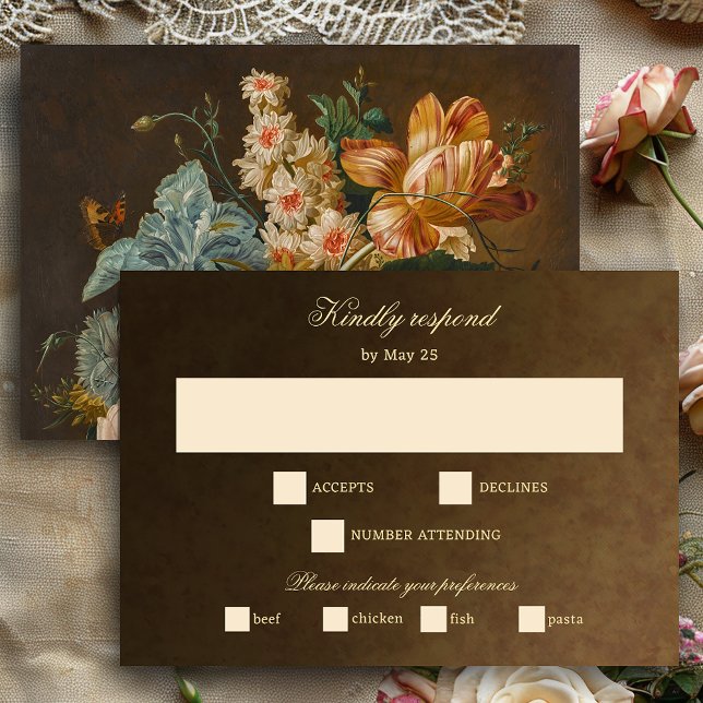 Elegant Fine Art Floral Still Life Wedding RSVP Karte (Von Creator hochgeladen)