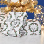 Elegant First Christmas als Mr. & Mrs. Geschenkpapier<br><div class="desc">Dieses elegante Weihnachtspapier hat einen Aquarellkranz und "First Christmas as Mr. and Mrs."-Muster. Es ist der perfekte Weg,  um Ihre erste Weihnachtsfeier als verheiratetes Paar zu feiern.</div>