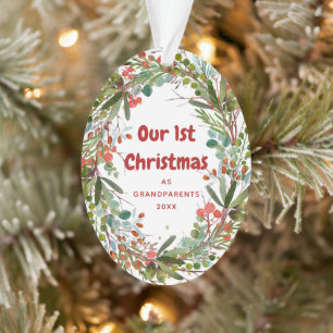 Elegant First Christmas Wreath Ornament