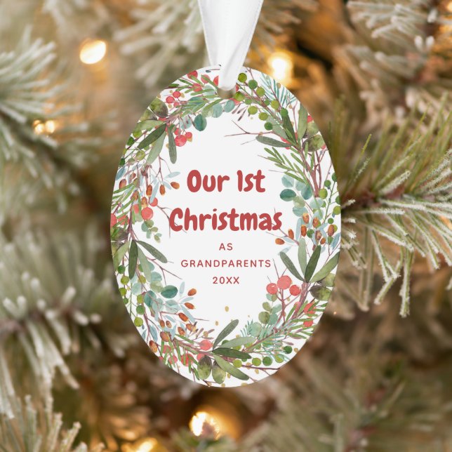 Elegant First Christmas Wreath Ornament (Baum)