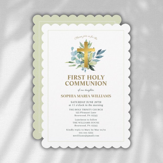 Elegant First Holy Communion Einladung (Von Creator hochgeladen)
