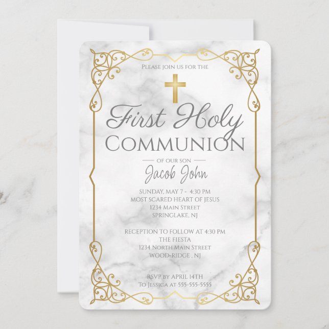 Elegant First Holy Communion Einladung (Vorderseite)