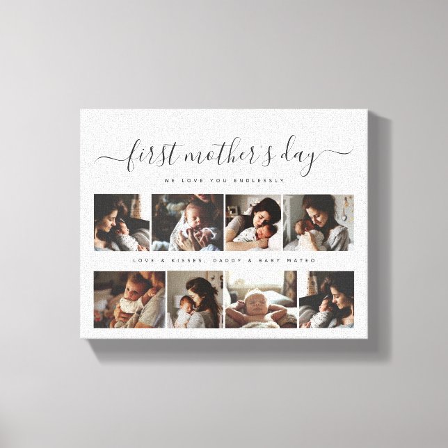Elegant First Mother's Day Custom Foto Collage Leinwanddruck (Vorderseite)