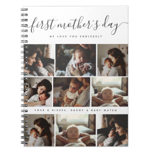 Elegant First Mother's Day Custom Foto Collage Notizblock