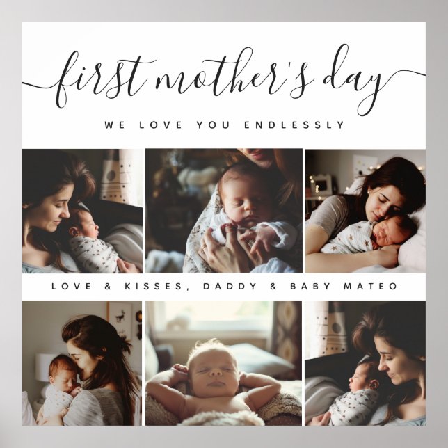 Elegant First Mother's Day Custom Foto Collage Poster (Vorne)