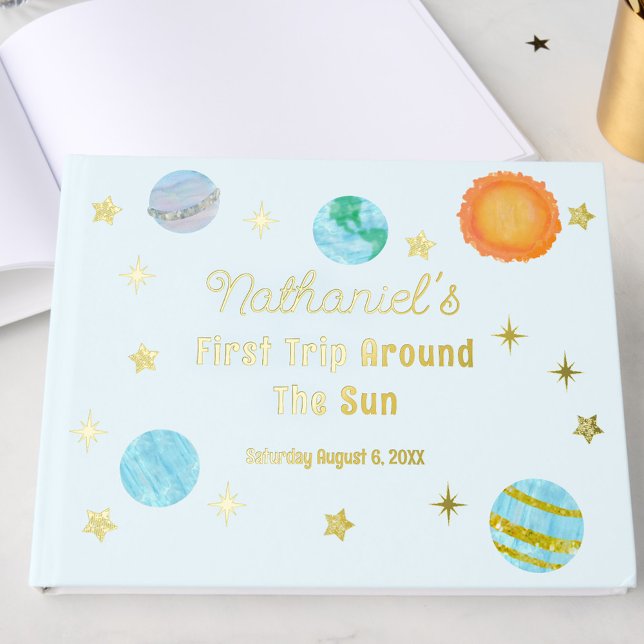 Elegant First Trip Around The Sun Boy's Birthday Gästebuch (Von Creator hochgeladen)