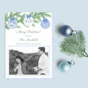Elegant First Verheiratet Christmas Newlyweds Mono Feiertagskarte