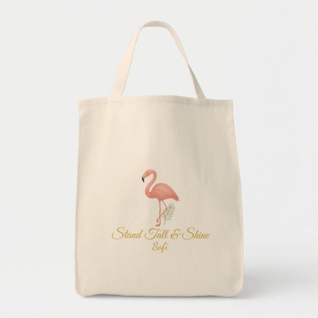 Elegant Flamingo Art with Soft Pastel Quote Tragetasche (Vorne)