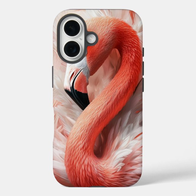 Elegant Flamingo Feather Phone Case (Rückseite)