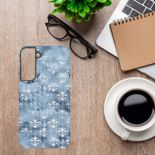 Elegant Fleur-de-Lis - Vintages blaues Französisch Samsung Galaxy Hülle