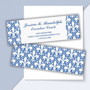 Elegant Fleur de Lys Führungskraft Blue und White Mini Visitenkarte