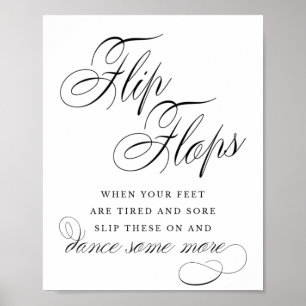 Elegant Flip Flops Black Calligraphy   Feed Sign Poster