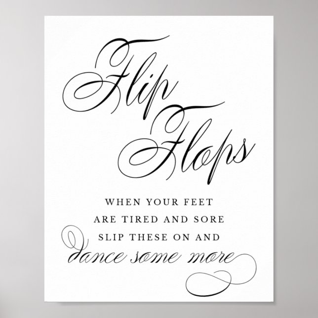 Elegant Flip Flops Black Calligraphy | Feed Sign Poster (Vorne)