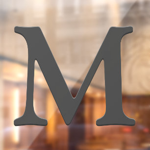 Elegant Floating Dark Gray Custom Monogram Initial Fensteraufkleber