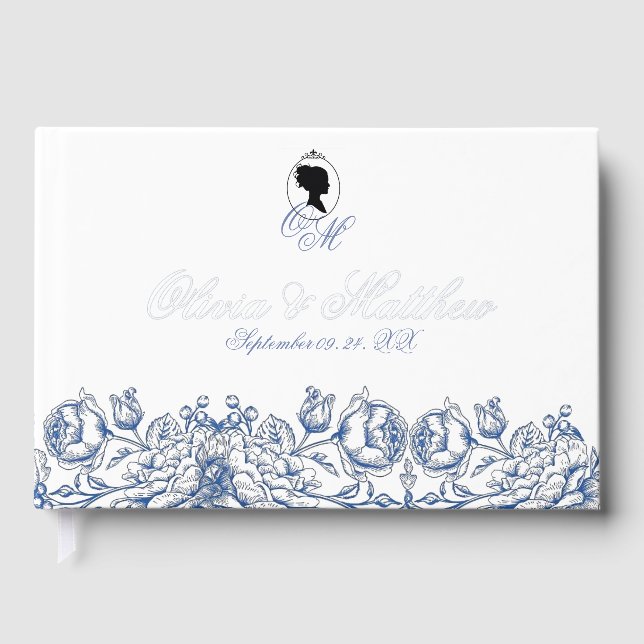Elegant Flora Monogram Wedding Foil Guestbook Gästebuch (Vorderseite)