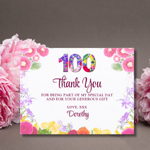 Elegant Floral 100. Geburtstag, 100 Jahre Vielen D Postkarte