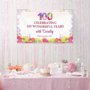 Elegant Floral 100. Geburtstagsparty / 100 Jahre Banner