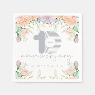 Elegant Floral 10. Hochzeitstag Serviette
