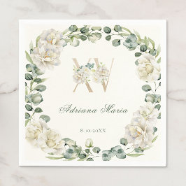 Elegant Floral 15th Birthday Quinceanera Serviette