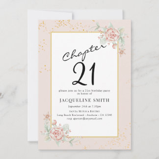 Elegant Floral 21. Geburtstag Einladung