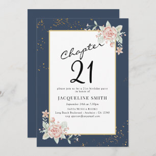 Elegant Floral 21. Geburtstag Einladung