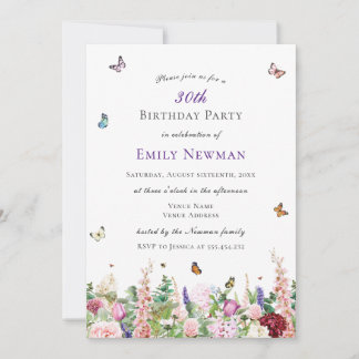 Elegant Floral 30. Geburtstag Party Einladung