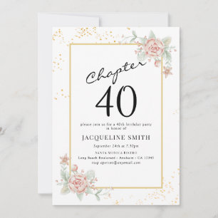 Elegant Floral 40. Geburtstag Einladung
